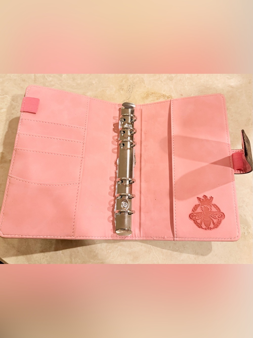 NWOT Brown Checkered with Salmon Pink Interior Medium Agenda Non-branded